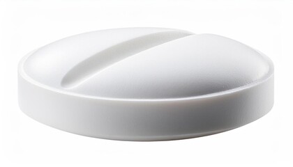 White Round Pill Isolated on White Background