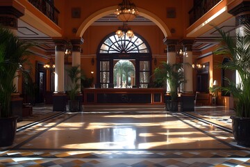 Obraz premium Hotel Reception with Regional Architectural Influence