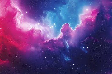 Fototapeta premium A vibrant cosmic scene with colorful nebulae and stars, evoking a sense of wonder.