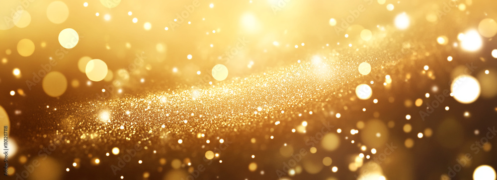 Poster bright golden sparkling lights create a magical atmosphere for celebrations and festive occasions in