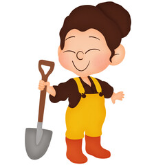 Woman holding a shovel 