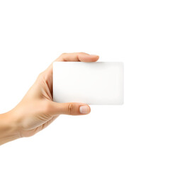 hands of the person holding card with white background