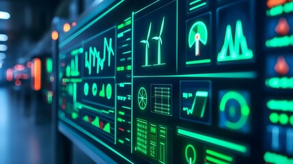 Obraz premium Futuristic Green Energy Control Panel Interface