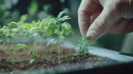 Fototapeta premium Augmented reality apps for gardening promoting interactive planting and smart horticulture technology