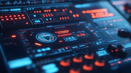 Obraz premium Futuristic Technology Interface with Security Shield