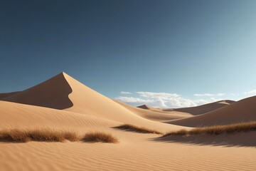 arafed sand dunes with grass and a few clouds in the sky