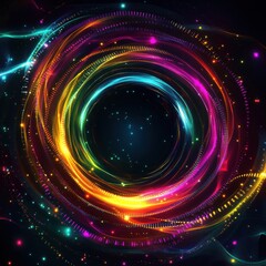 Obraz premium A vibrant swirl of colorful light patterns creating an abstract cosmic effect.