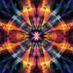 Obraz premium Vibrant abstract pattern featuring a circular design with vivid colors and swirling light effects.