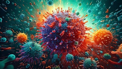 Detailed Illustration of Viruses and Bacteria – Microbiology Close-Up