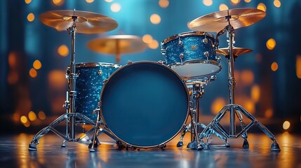 drum set with blue technology structure rendering