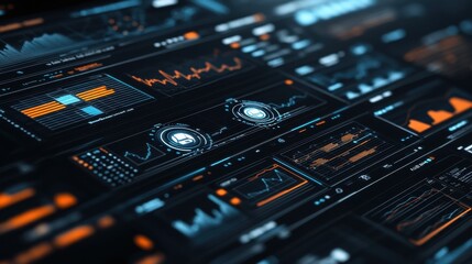 Futuristic Digital Dashboard with Holographic Displays and Interface