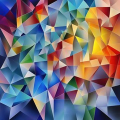 Obraz premium A vibrant abstract composition featuring a kaleidoscope of colors and geometric shapes in a lively arrangement.