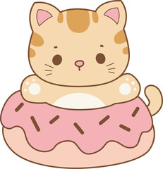 Illustration of cute kitty icon.
Funny cat in daily activities elements.
