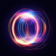 Obraz premium Vibrant abstract light trails in a circular motion, creating a mesmerizing display of colors and energy.
