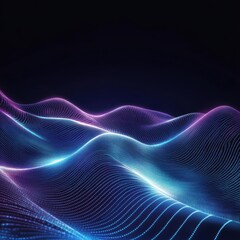 Fototapeta premium Abstract waves of blue and purple light create a mesmerizing digital landscape.
