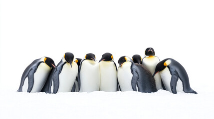 Obraz premium A Group of Emperor Penguins Huddled Together for Warmth