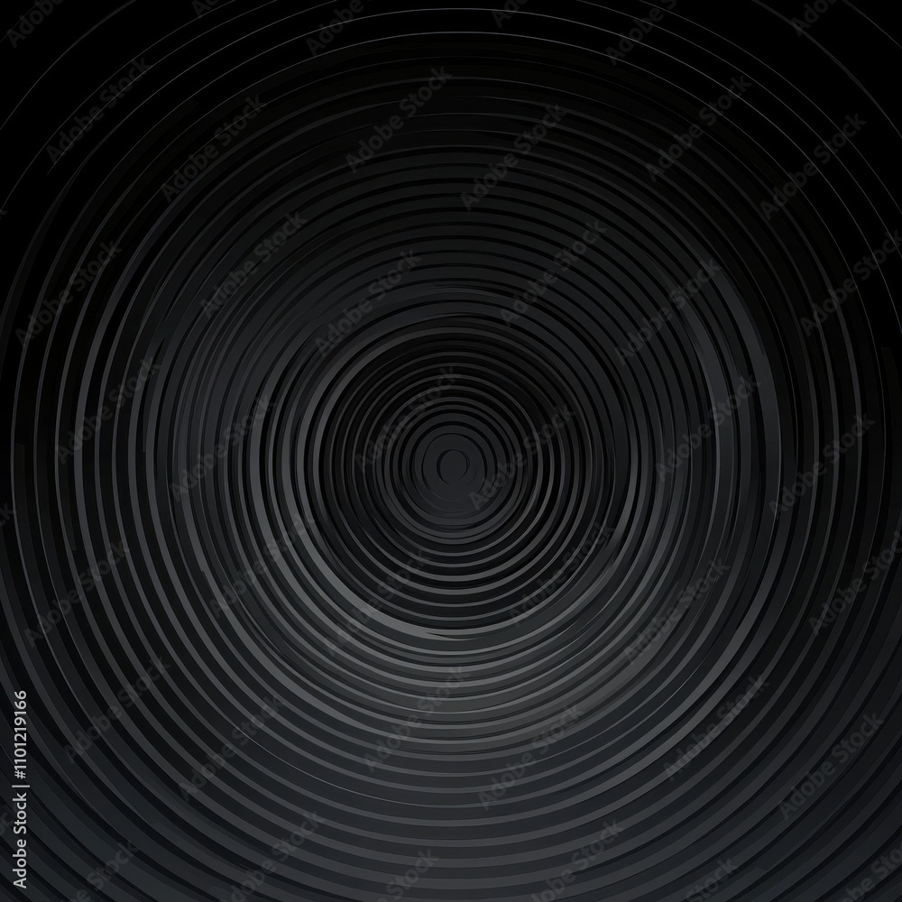 Poster abstract black circular pattern creating a sense of depth and movement.
