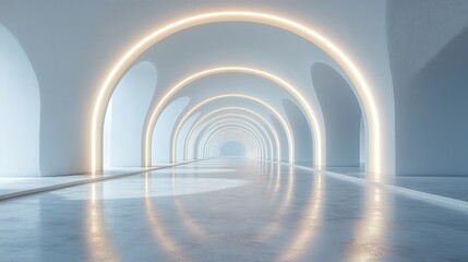 Obraz premium empty white tunnel with 360 degree seamless panoramic view rendering