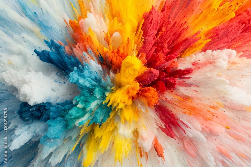 Poster vibrant explosion of color showcasing dynamic textures and artistic expression in a mesmerizing visu