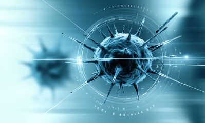 Cellular Malignancy: An Image of an Abnormal Cancerous Cell under Microscope, Medical Research and Science Concept.