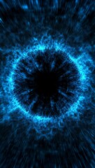 Vertical 3D Smoke Explosion Shockwave and Divergent Wave on Black Background, Top Down View