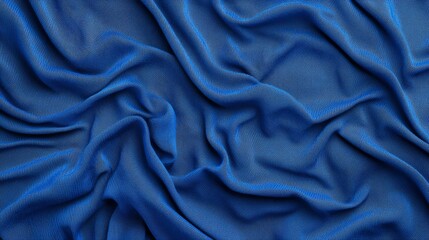 Fototapeta premium Blue textured background, blue fabric material with a small dot pattern, suitable for a sports jersey or football shirt. Close-up of a royal blue color cloth backdrop