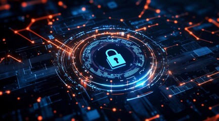 Fototapeta premium Futuristic Technology Interface Demonstrating Advanced Security Measures