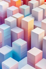 Obraz premium Pastel-colored cubes, abstract 3D city.