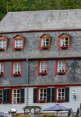 Naklejka premium A fragment of a multi-storey building from ancient German architecture