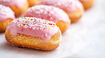 assortement of delectable eclairs topped with pink raspberry topping