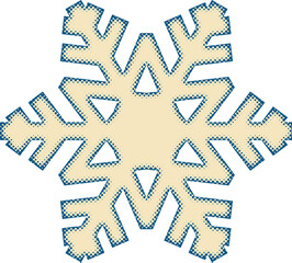 Aged winter halftone printed snowflake, isolated