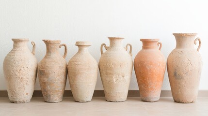 a bunch of rough ancient greek amphoras