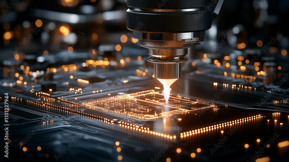 Poster Advanced 3D printing technology creating intricate circuits and designs
