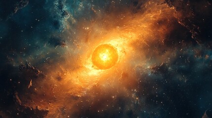 Obraz premium Vibrant solar system illustration with the sun at the center