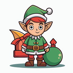 cute boy with santa gift bags 