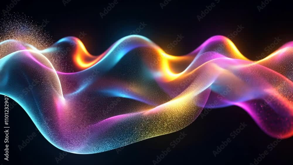 Wall mural abstract colorful wave: a mesmerizing digital art piece featuring vibrant, glowing waves of color, r