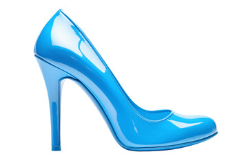 Blue heels isolated on transparent background. Generative ai