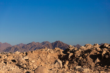 Mountain landscape in the Sinai Peninsula. Egypt. Sinai Mountains,