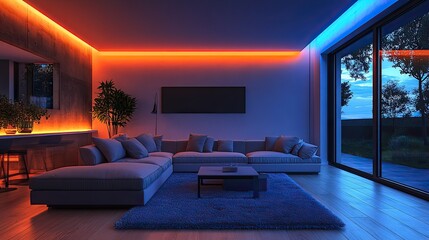 led lighting and strip lighting also known as ribbon lights or led tape these lights are suspended from the plasterboard ceiling in empty living rooms technology and interior design for home