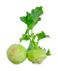 Green kohlrabi isolated on white background