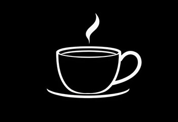 Obraz premium Coffee cup silhouette logo design. Icon in black and white color. Ai generated image.