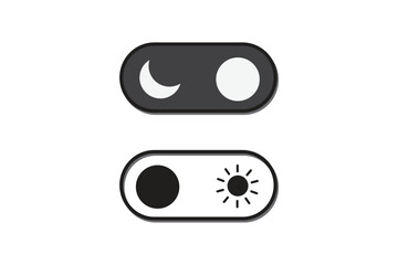 Dark mode and light mode black and white day and night buttons
