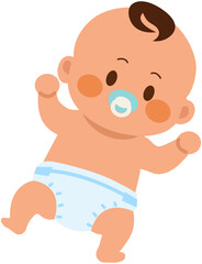 Baby pacifier wearing diapers