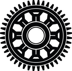 Black Gear Icon on White Background