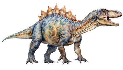 Fototapeta premium Watercolor painting of a dinosaur from the Cretaceous era isolated on white background.