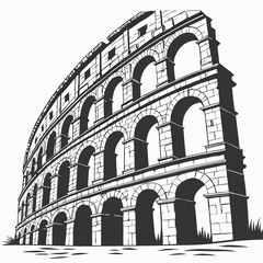 Vector illustration of the Colosseum in Rome, Italy, showcasing its iconic architecture and historical significance.