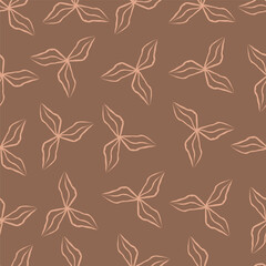 Fototapeta premium Abstract seamless pattern with plants, herbs and flowers, botanical illustration.
