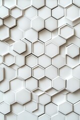 Fototapeta premium White hexagonal tile pattern, textured surface.