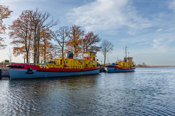 Fototapeta premium Icebreakers in Przegalina waiting for winter