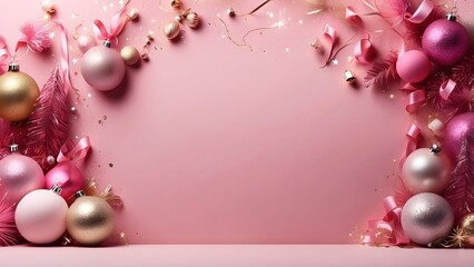 New Year's Eve Celebration banner with empty space Without Text, Pink background , holiday poster promo sale banner background for advertisement ad